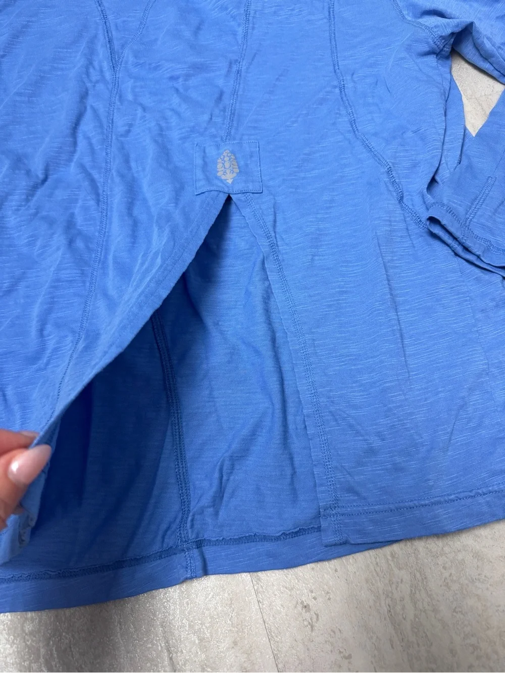 Free People Movement long sleeve top Split front Layer active wear blue small